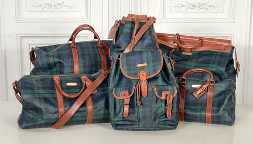 Ralph Lauren Blackwatch Plaid Luggage, Six Pieces