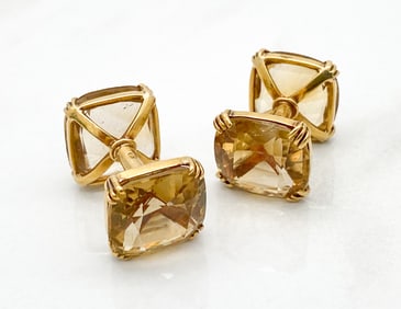 Pair French Topaz & 14k Yellow Gold Cufflinks
