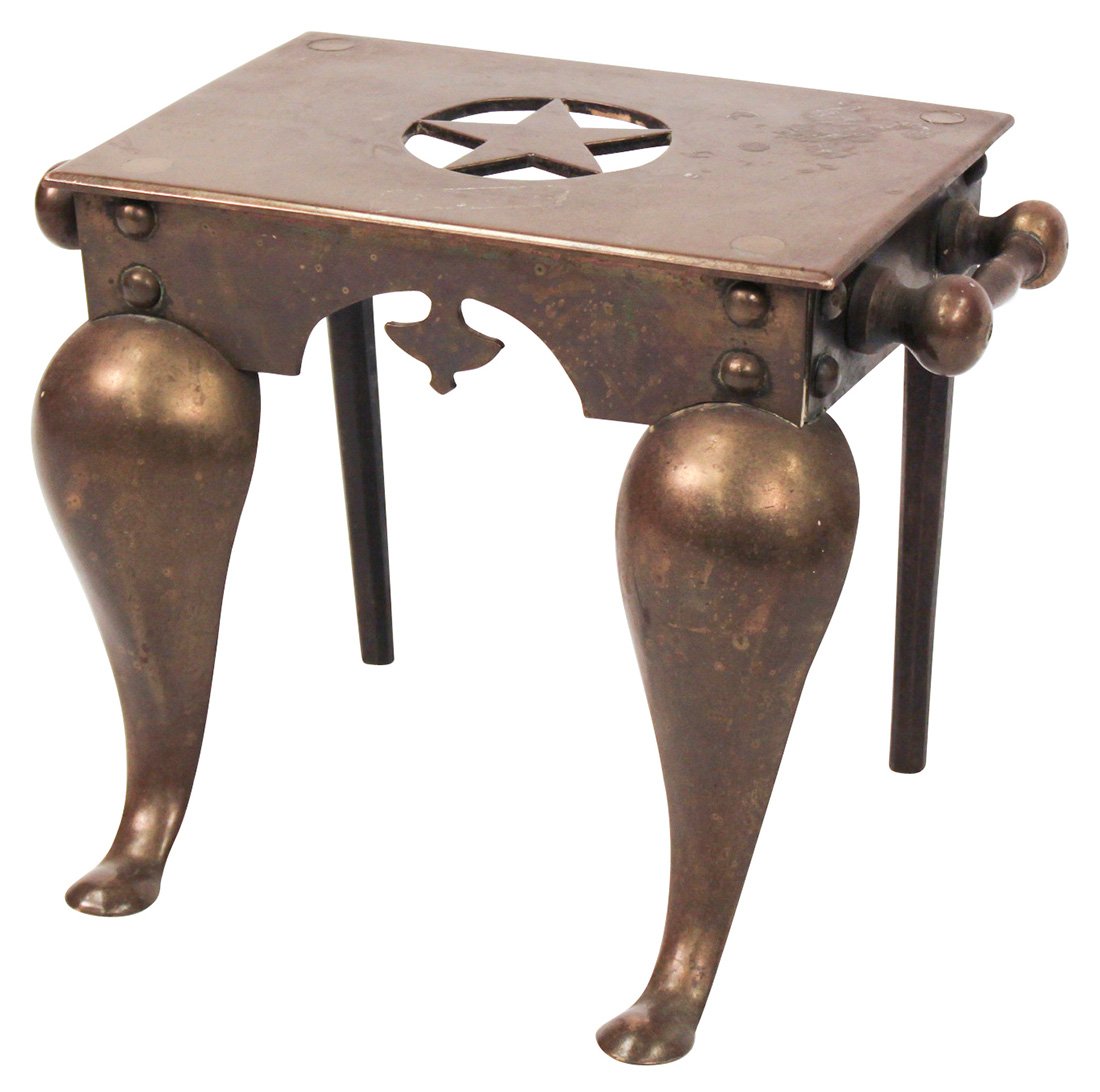 An Early English Cast Brass Trivet, C. 1860: 17w X 12 D X12h