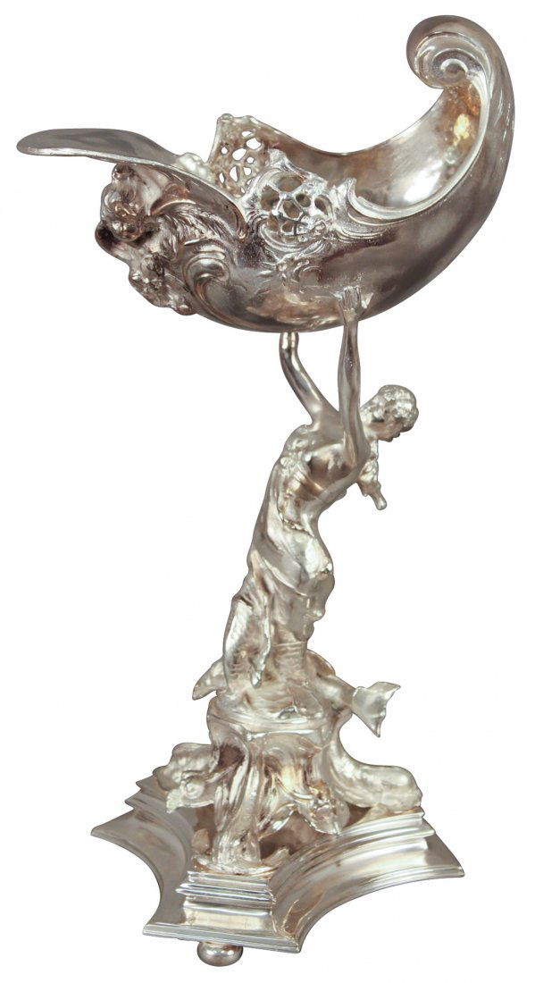 Silver Plated Classical Lady Tazza, 15.5h: with a shell shaped bowl