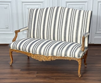 George III Style Carved Mahogany Settee