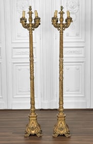 Pair Antique Italian Carved Giltwood Torcheres
