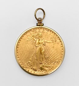 1924 $20 St. Gaudens Double Eagle Coin Pendant