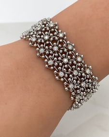 Damiani Diamond & 18k Flower Link Bracelet