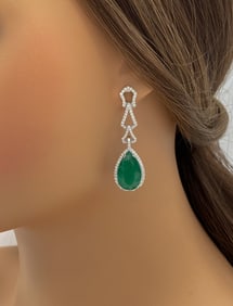 GIA Gem Quality Russian Emerald & Diamond Earrings