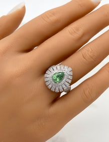 GIA Paraiba Tourmaline And Diamonds Platinum Ring