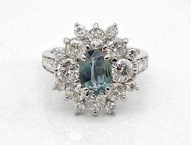 GIA Alexandrite, Diamond And Platinum Ring