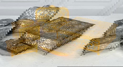 Tiffany Studios Pine Needle Desk Set, 5 Pieces