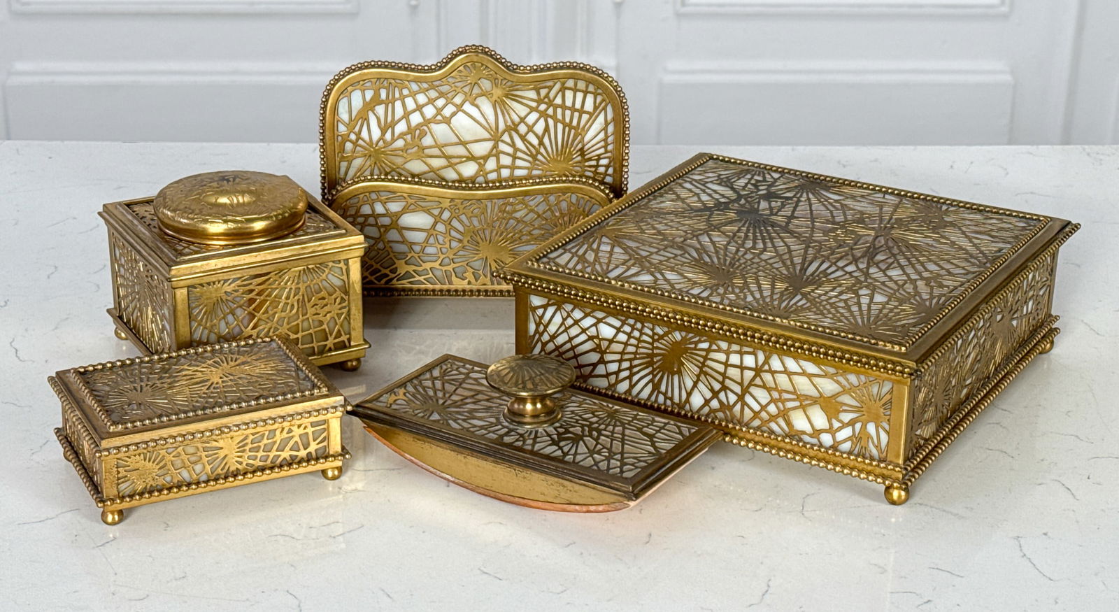 Tiffany Studios Pine Needle Desk Set, 5 Pieces (1 of 11)