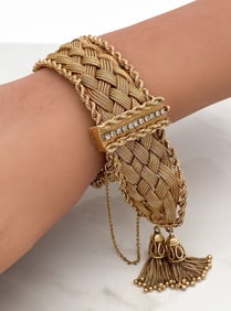 14k Yellow Gold & Diamond Tassel Bracelet