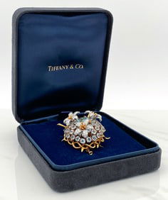 Tiffany Schlumberger Cousins Aqua & Diamond Brooch