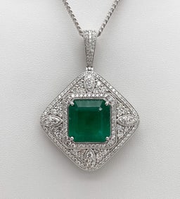 GIA 16.76ct Emerald And Diamond Pendant, Platinum