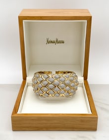 Diamond And 18k Yellow Gold Cuff Bracelet