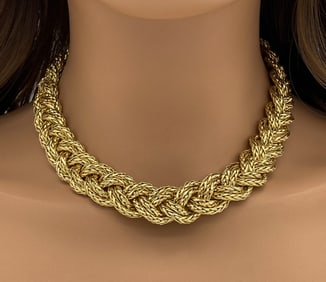 Italian Braided 18k Yellow Gold Necklace