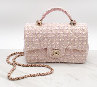 Chanel Tweed Mini Flap Bag With Top Handle
