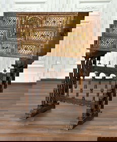 Spanish Baroque Style Inlaid Walnut Vargueno