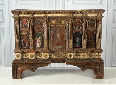 Italian Baroque Painted Wood Tabernacle Cabinet