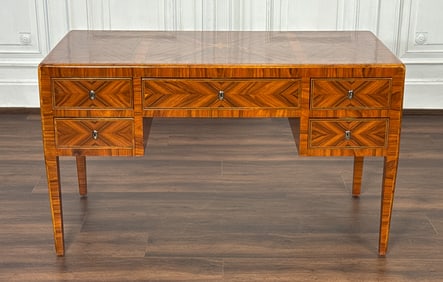 Neoclassical Style Parquetry Bureau Plat Desk