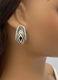 David Webb Enamel And Diamond Zebra Earrings