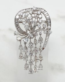 Diamond And Platinum Estate Brooch Pendant