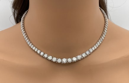 18ctw Diamond Riviera Necklace 14k White Gold
