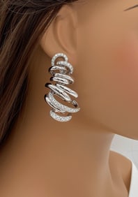 De Grisogono Diamond And 18k White Gold Earrings