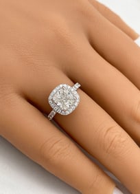GIA 2ct Cushion Cut Diamond Ring, 14k White Gold