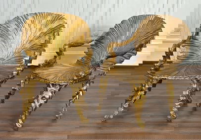 Pair Italian Carved & Giltwood Grotto Chairs - B