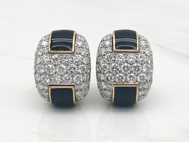 Enamel, Diamond And 18k & Platinum Earrings