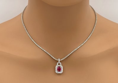 Ruby And Diamond Necklace 14k/18k Gold
