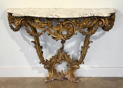 Louis XV Carved And Giltwood Console Table