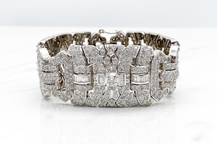 Diamond & 18k White Gold Art Deco Estate Bracelet