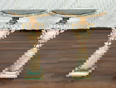 Pair Small Neoclassical Style Painted Consoles