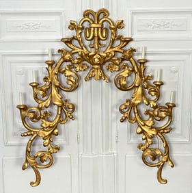 Large Antique Giltwood Sconce Arch