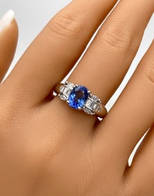 GIA Sapphire And Diamond Ring, Platinum