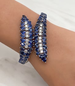 Sapphire And Diamond Platinum Bracelet