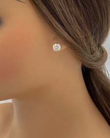 4.13ctw Diamond Stud Earrings, 14k White Gold