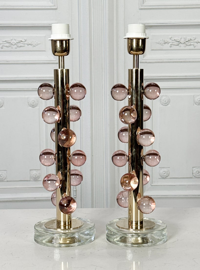 Pair Italian Glass And Brass Table Lamps (1 of 5)
