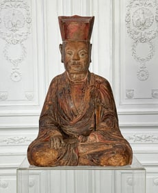 Edo Carved Wood Figure Of A Taoist Scholar