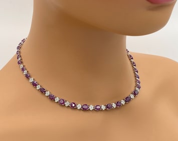 GIA Unheated Kashmir Sapphire And Diamond Necklace