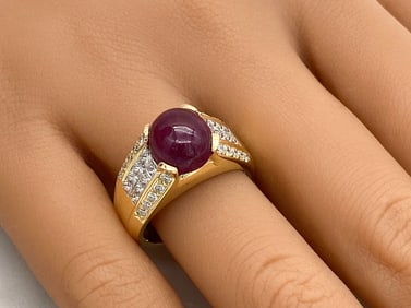 GIA No Heat Ruby And Diamond Ring, 18k Yellow