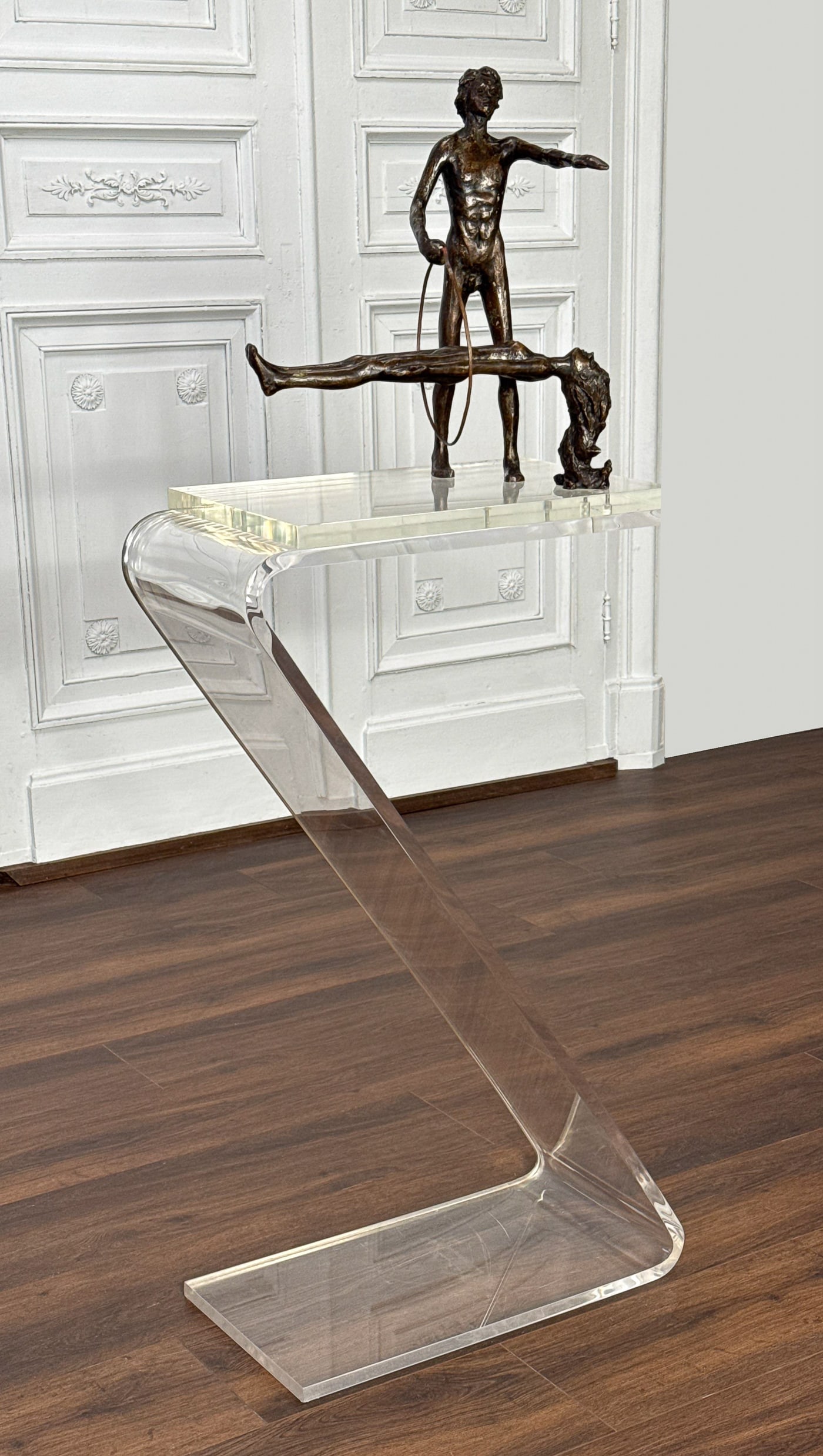 Victor Salmones, Mexican, 1937-1989: Victor Salmones, Mexican, 1937-1989, Levitacion, Man And Levitating Woman, Bronze, Signed And Numbered 4/10 On Foot, 17 X 18 X 9 Inches, On Acrylic Plinth 1.5 X20 X 12 Inches, And Stand 39.5 X 22 X 12