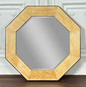 Italian Parchment & Lacquer Octagonal Mirror