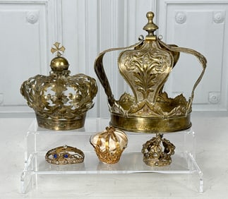 Five Gilt Metal Votive Saint Crowns