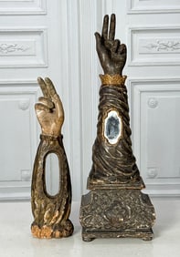 Two Antique Spanish Hand And Arm Reliquaries