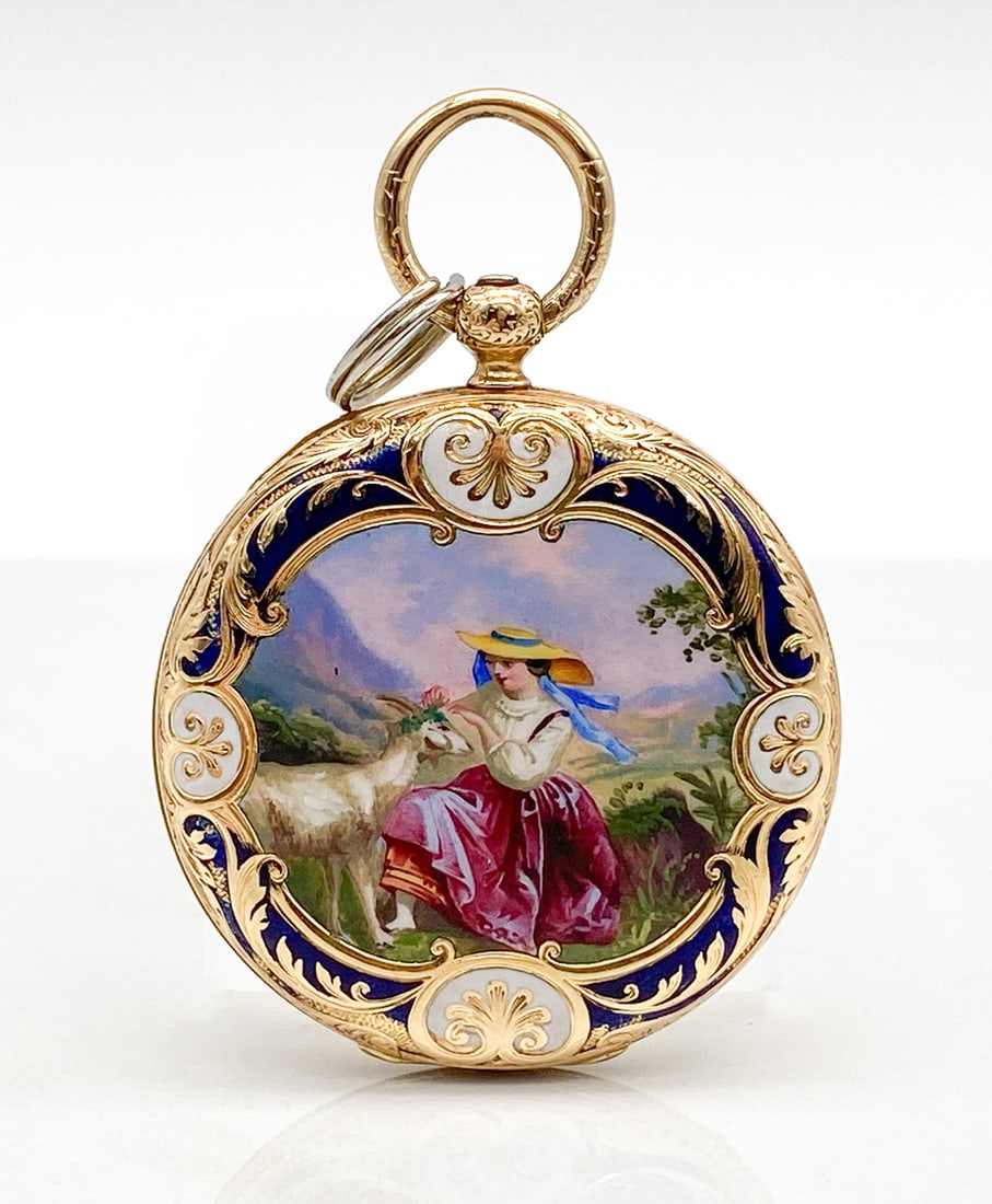 Gold & Enameled Bachelard Pocket Watch (1 of 5)