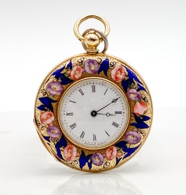 Maligon 18k And Enamel Pocket Watch