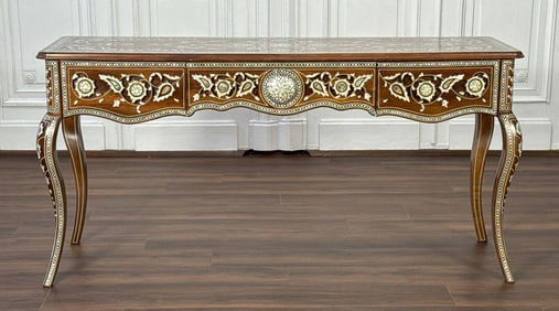 Moorish Abalone Inlaid Hardwood Console Server