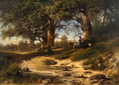 Large European Landscape Painting