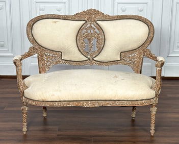Neoclassical Style Carved Fruitwood Settee